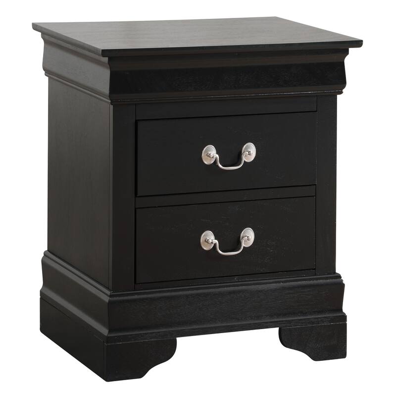 Elegant Black Nightstand with Two Drawers for Organized Storage