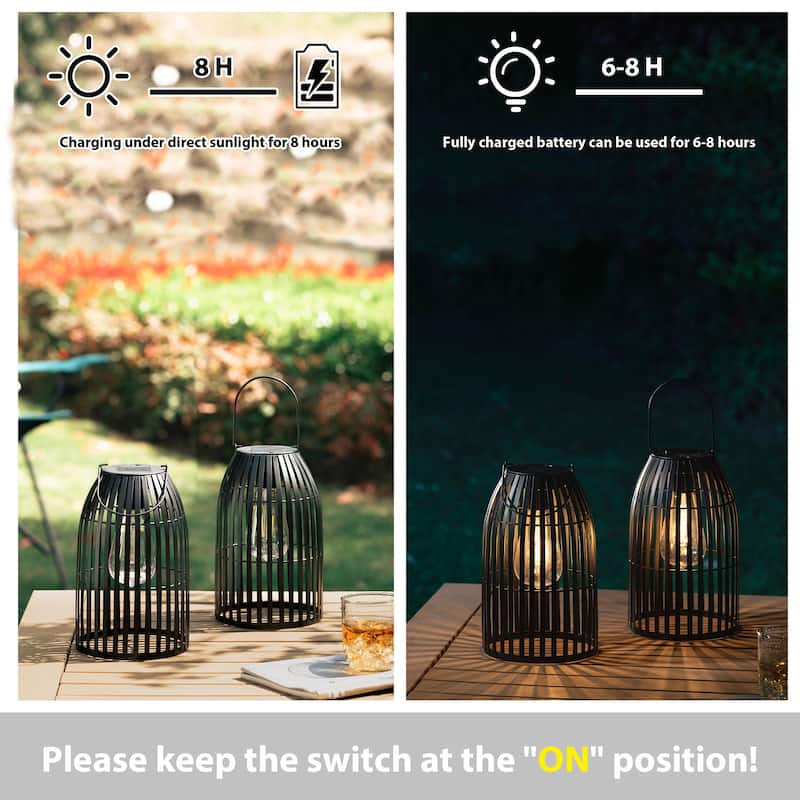Glitzhome 9.75"H Metal Woven Solar Powered Outdoor Hanging Lantern