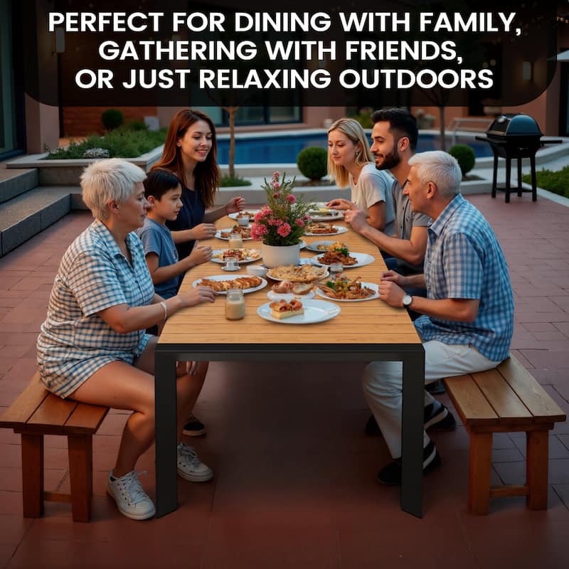Outdoor Aluminum Patio Dining Table with Umbrella Hole