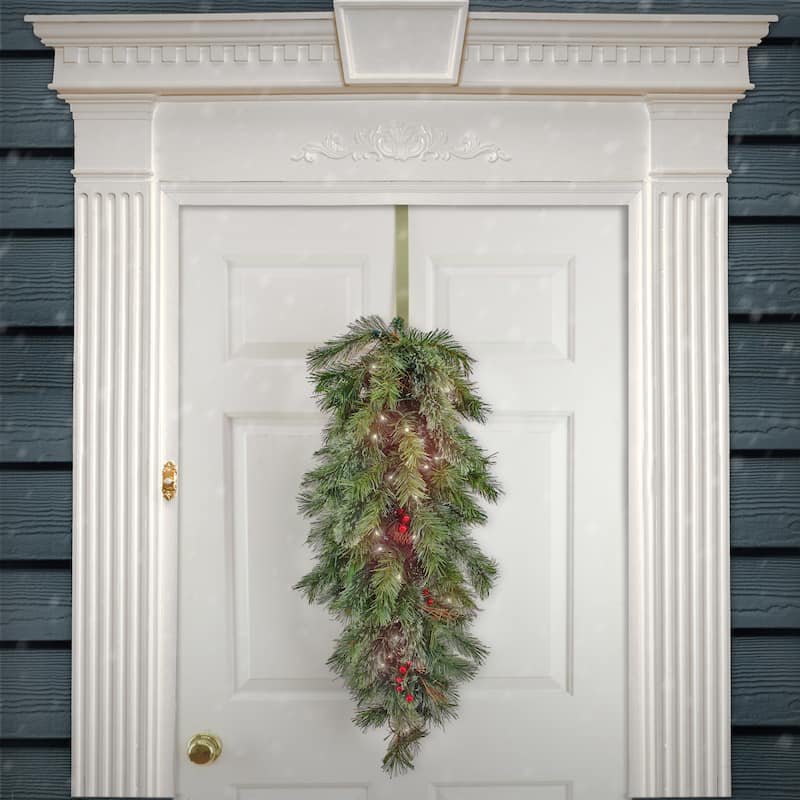National Tree Company 3 ft. Glistening Pine Teardrop with LED Lights - 3 ft