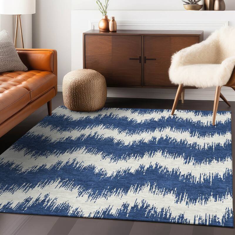 Machine Washable Indoor/ Outdoor Chantille Modern Chevron Rug