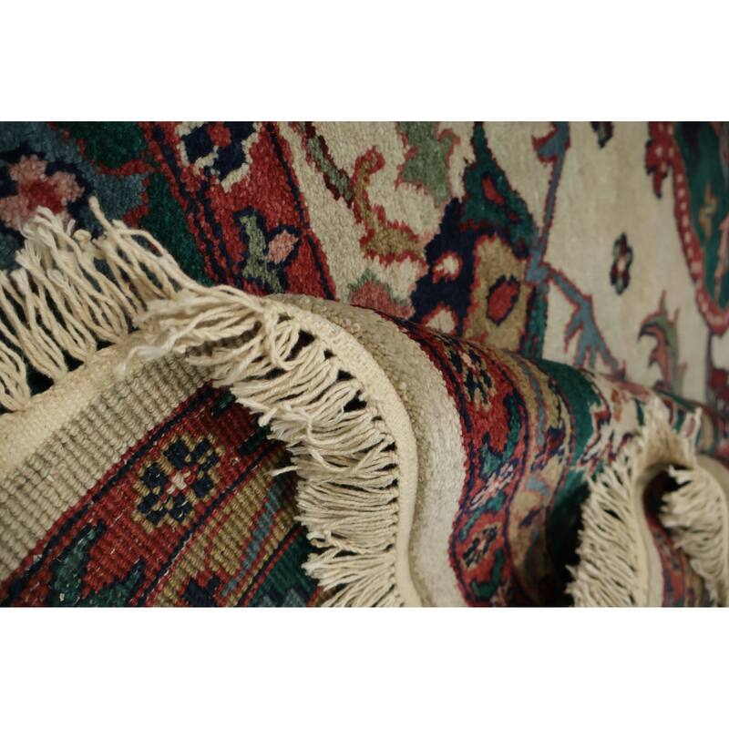 Hand Knotted Oriental 100% Wool Carpet Traditional Floral Beige & Ivories Agra Area Rug - 12' 0'' X 9' 0''