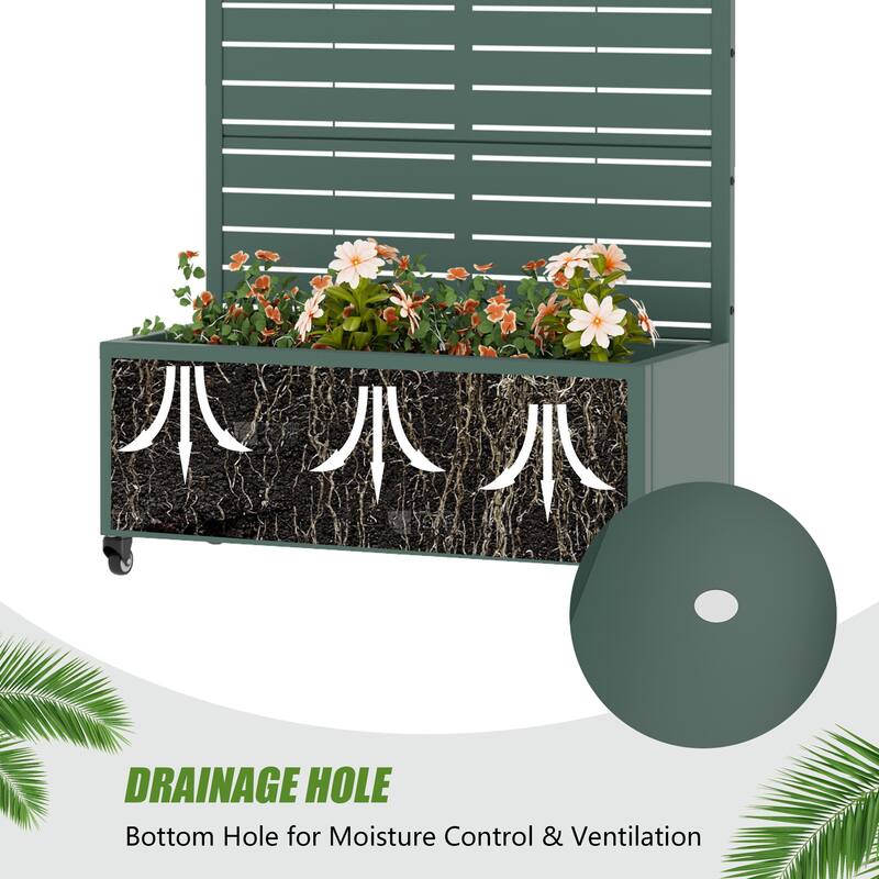 Raised Garden Bed Planter with Trellis Movable Planter Box with Lockable Wheels