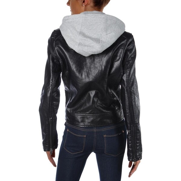 blank nyc leather jacket with hood