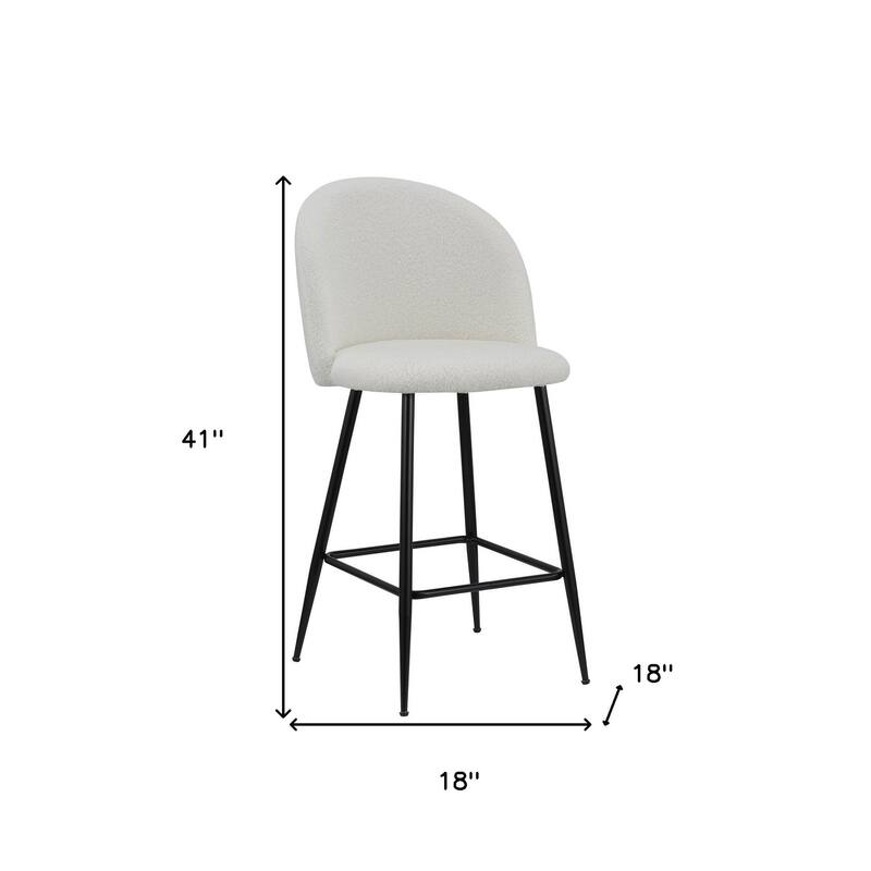 HomeRoots Set of Two 26" White and Black Fabric and Metal Low Back Counter Height Bar Chairs