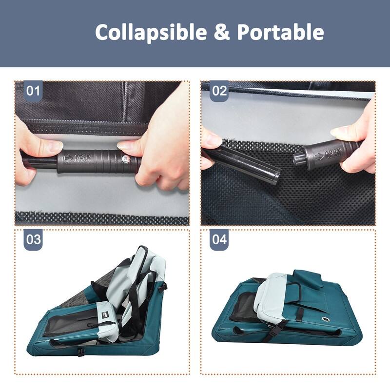 JESPET Indoor & Outdoor 3-Door Collapsible Soft-Sided Dog Crate