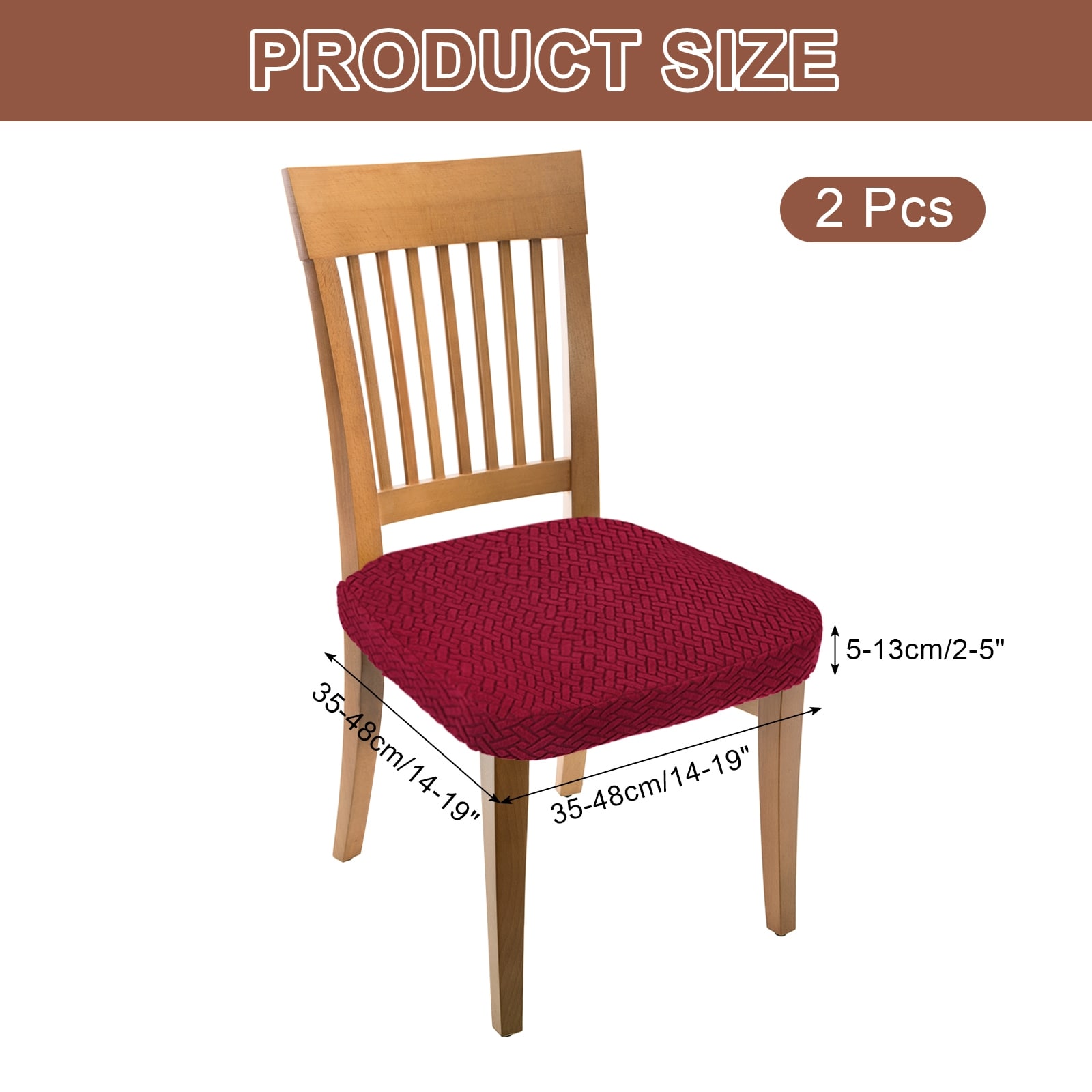 Stretch Jacquard Seat Covers, Dining Chair Seat Slipcover Washable Removable Cushion Protector