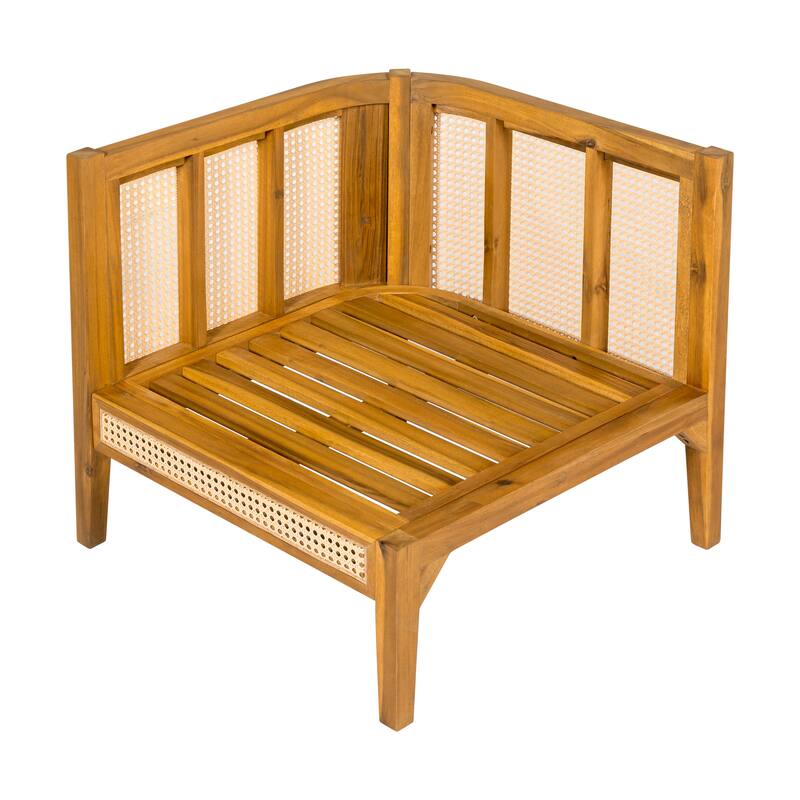Christopher Knight Home - Peregrine V‑Shaped Acacia Wood 5 Seater Outdoor Sofa Set