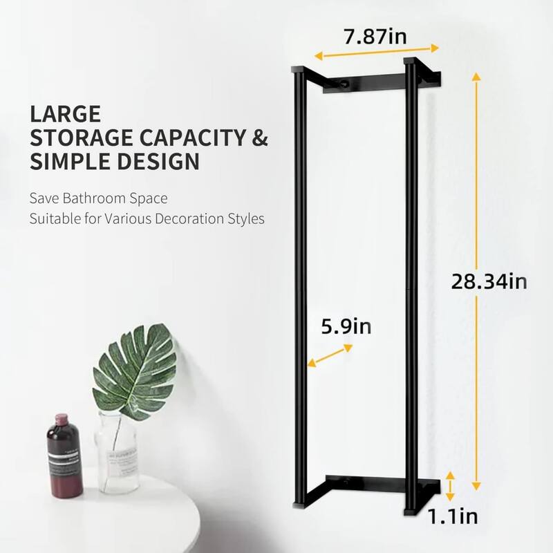 304 stainless steel bathroom wall mounted towel rack with hooks for storing towels, bathrobes.