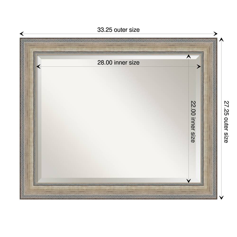 Fleur Silver Beveled Wood Framed Wall Mirror - Fleur Champagne Silver