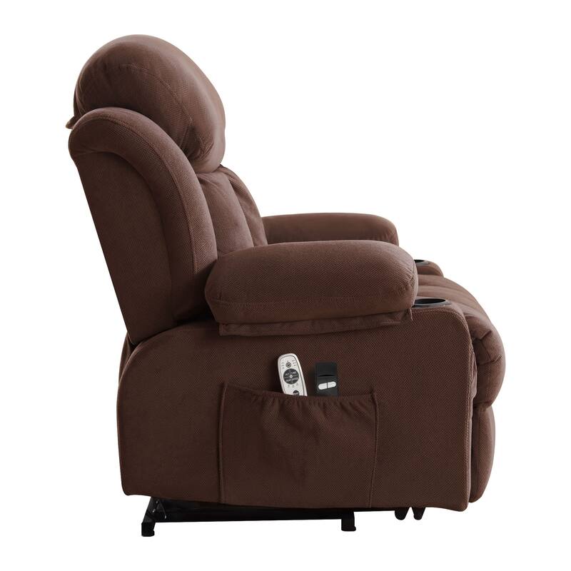 Power Lift Velvet Recliner Chair w/Heat and Massage & USB Charge Port