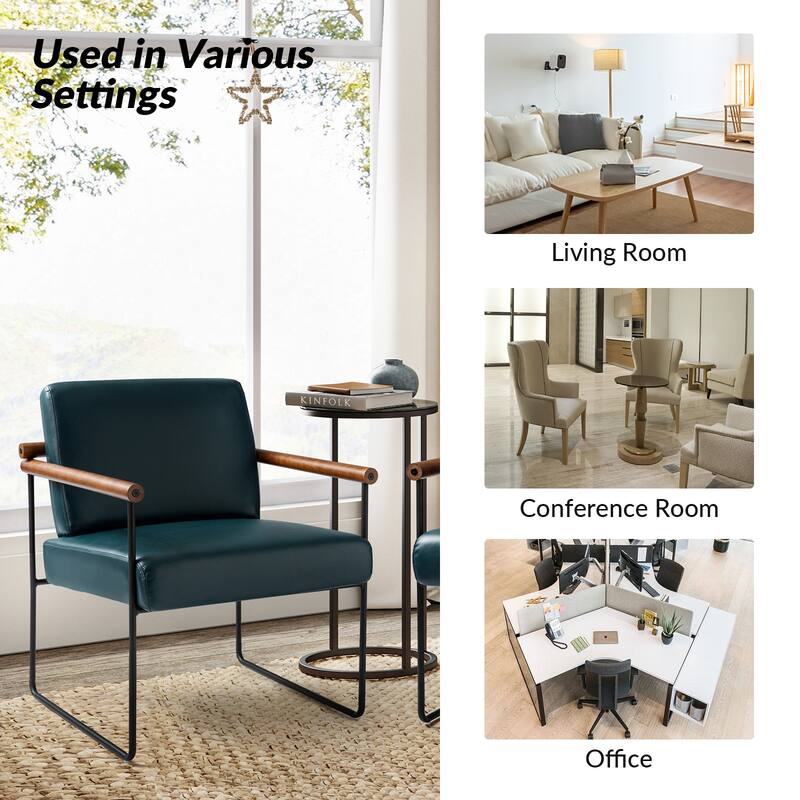 Justo Modern Accent Armchair with Metal Base and Removable Cushion Set Of 2 By HULALA HOME
