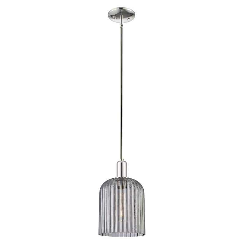 Innovations Lighting Endless Possibilities Arcadia - Bridal Veil - 1 Light 8" Stem Hung Mini Pendant - Polished Nickel/Light Smoke Shade
