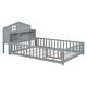 preview thumbnail 6 of 29, Full-Size Montessori Floor Bed with Bookcases & Blackboards, Solid Wood Design for Kids with Guardrails & Storage, Grey