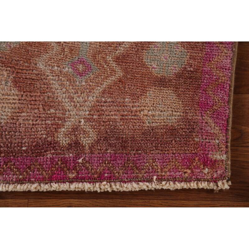 Hand Knotted Oriental 100% Wool Carpet Transitional Tribal Brown Anatolian Area Rug - 3' 1'' X 1' 7''