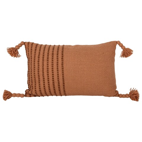 Foreside Home & Garden 14X22" Corner Tassel Outdoor Pillow W/Poly Fill - 22 x 14 x 5"H