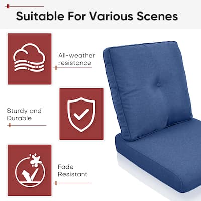 Gymojoy Pillow and Cushion Set Deep Seat Indoor/Outdoor - 25" x 22" x 4"