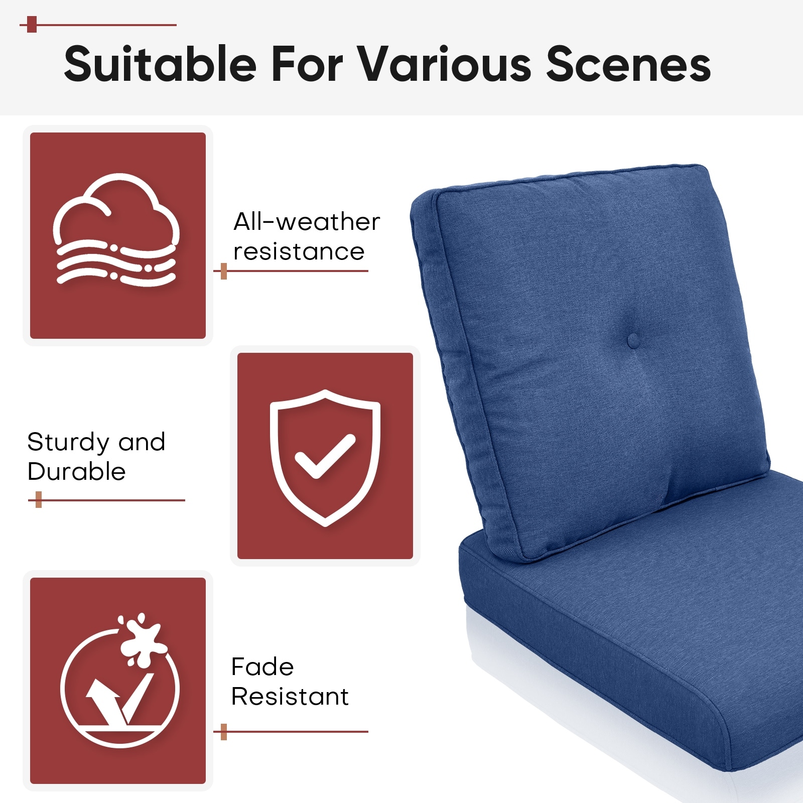 Gymojoy Pillow and Cushion Set Deep Seat Indoor/Outdoor - 25" x 22" x 4"