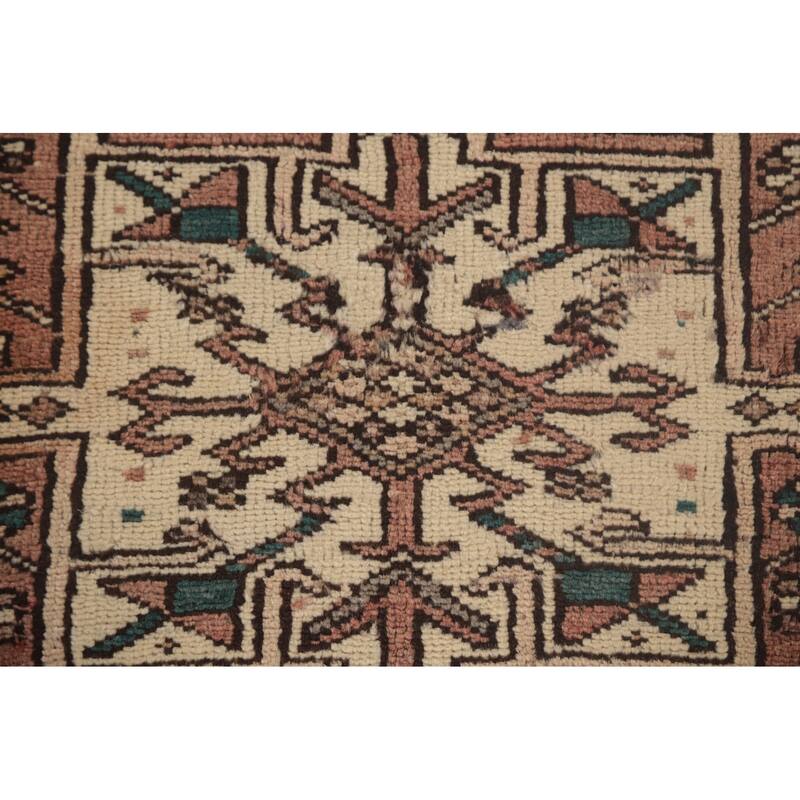 Tribal Pink Gharajeh Persian Vintage Runner Rug Wool Carpet - 3'0"x 10'6"