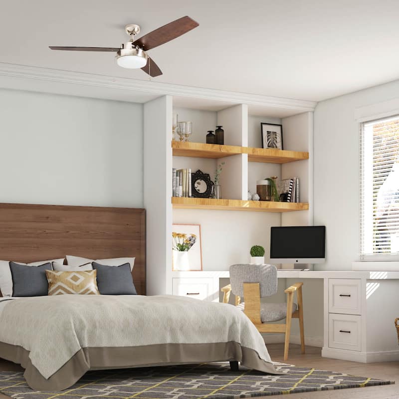 Copper Grove Andreas 52-inch Brushed Nickel LED Ceiling Fan with 3 Barnwood Blades