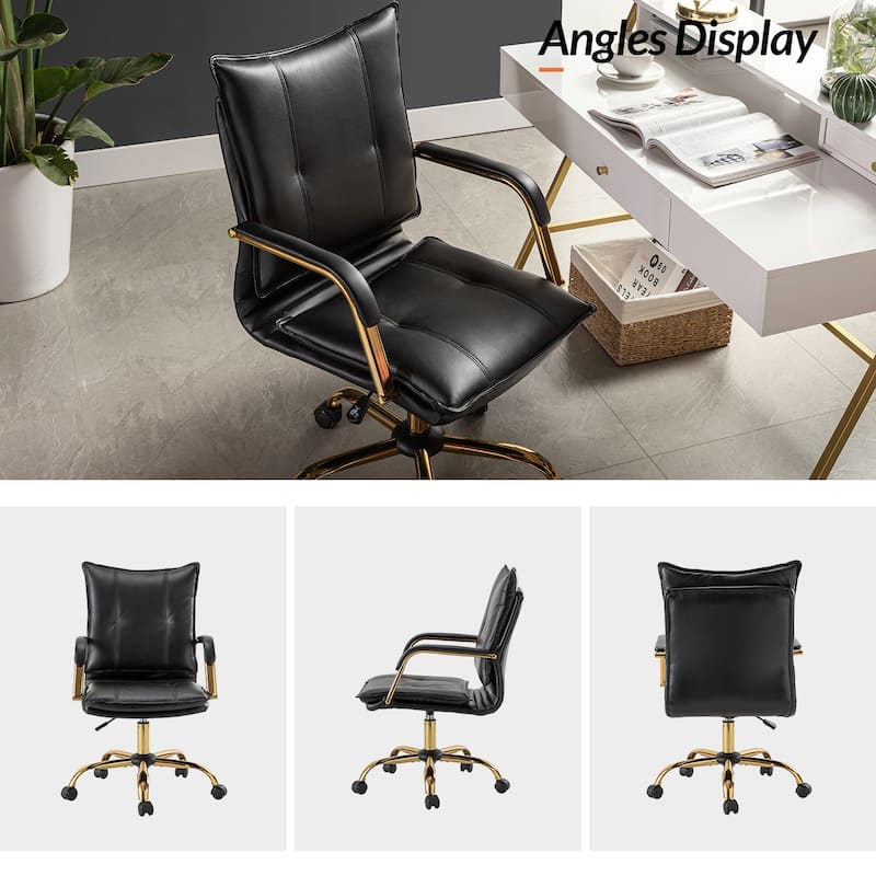 Zarina Modern Faux Leather Swivel Office Desk Chair with Height-adjustable by HULALA HOME