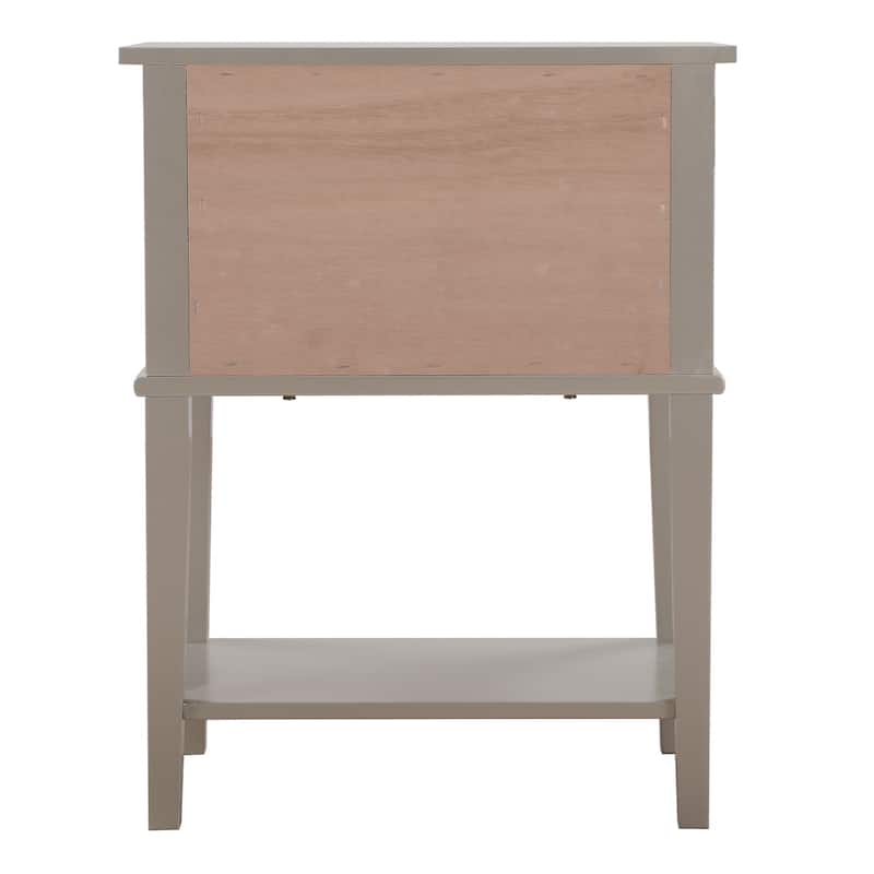 Silver Champagne Nightstand 28x22x16 Contemporary Bedside Table with Open Shelf, Stylish Durable Storage Solution