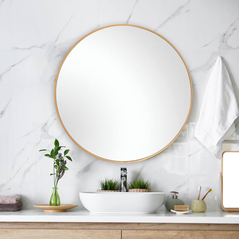 Copper Grove Aluminum Thin-framed Round Mirror