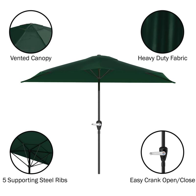 Pure Garden 9ft Half Umbrella with Base