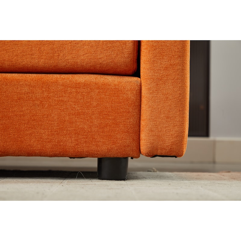 Minimalist Chenille Modular Sectional Sofa, 3-Seater L-Shaped Couch with Movable Ottoman, Upholstered Sofa for Living Room