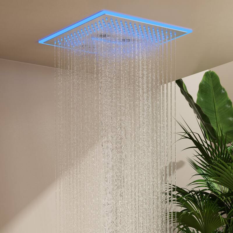 GRANDJOY LED Music Shower System 16"&6" Dual Showerheads