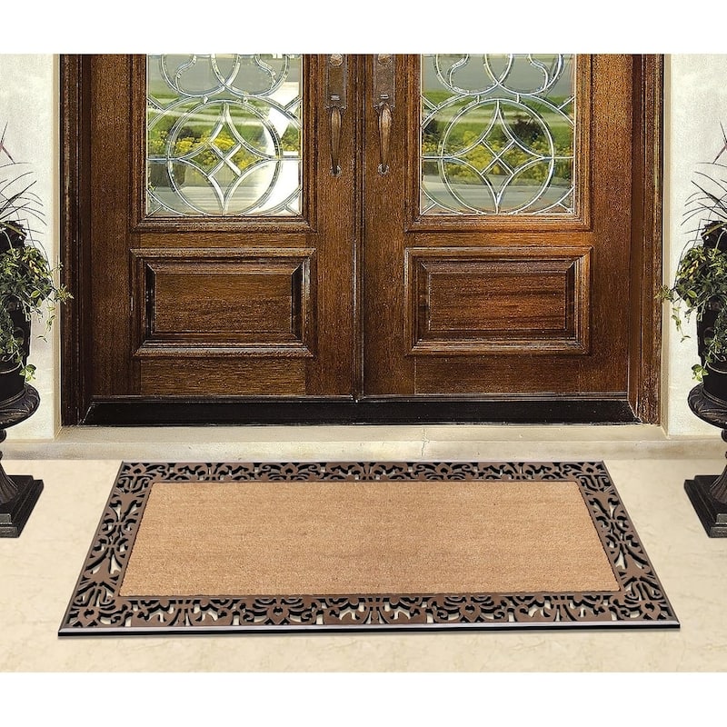 A1HC Rubber and Coir Heavy Duty Non Slip Welcome Indoor Outdoor Doormat, 30" X 60"