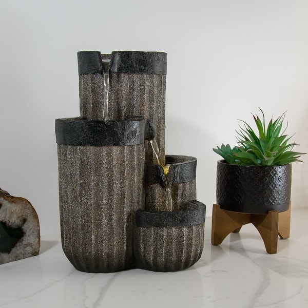 slide 2 of 11, Alpine Corporation 14" Tall Cascading Tabletop Fountain Decoration with LED Lights, Gray