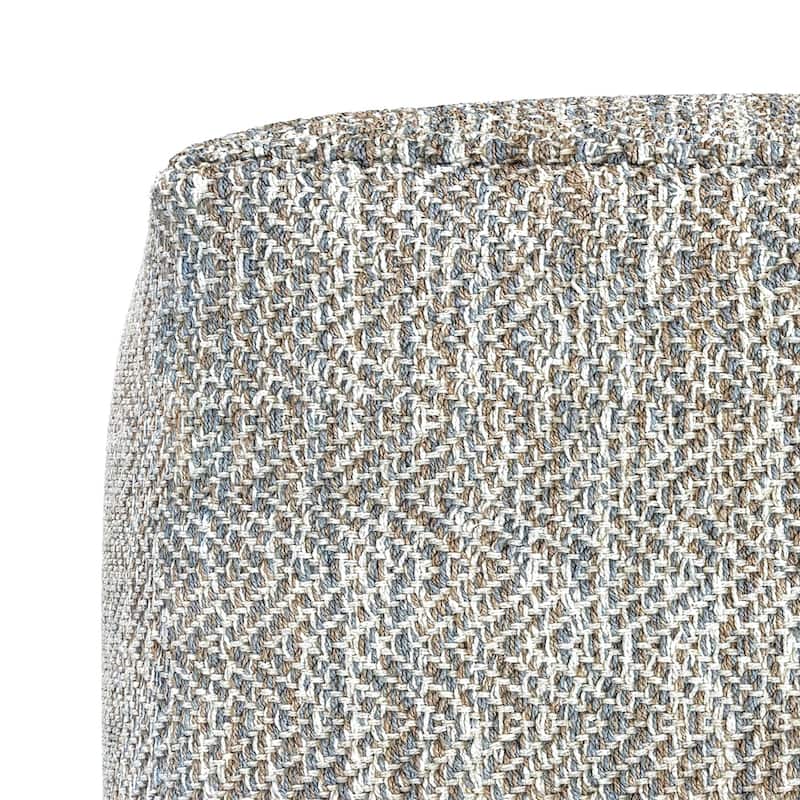 WYNDENHALL Terri 18 inch Wide Boho Square Pouf in Denim Melange Cotton