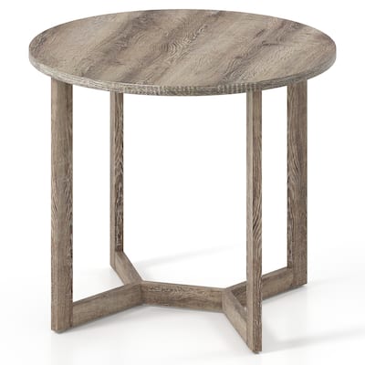 36 Inch Round Wood Dining Table for 2-4 People with Wing-shaped Pedestal Base-Grey