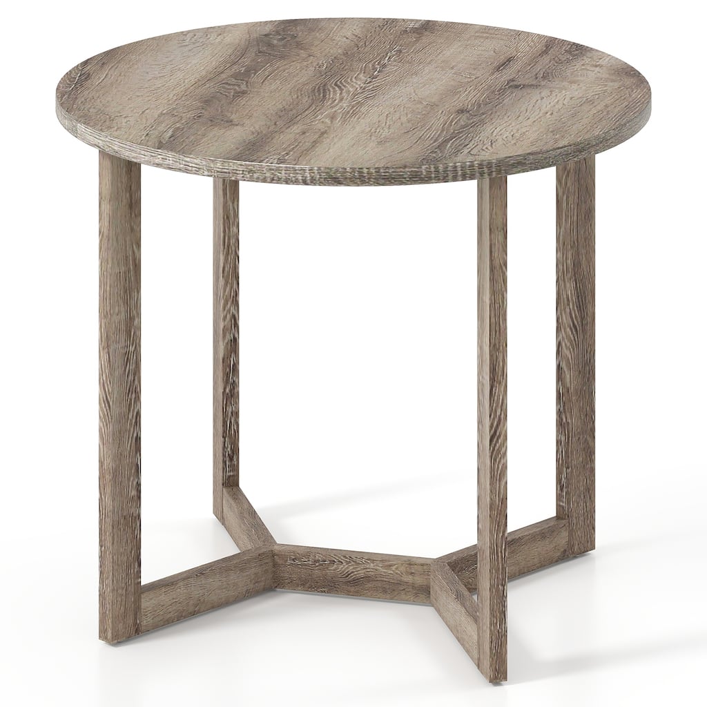 36 Inch Round Wood Dining Table for 2-4 People with Wing-shaped Pedestal Base-Grey