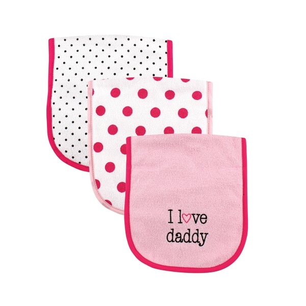 slide 1 of 1, Luvable Friends Baby Girl Cotton Burp Cloths with Fiber Filling 3pk, Girl Daddy, One Size - Girl Daddy - One Size One Size - Girl Daddy