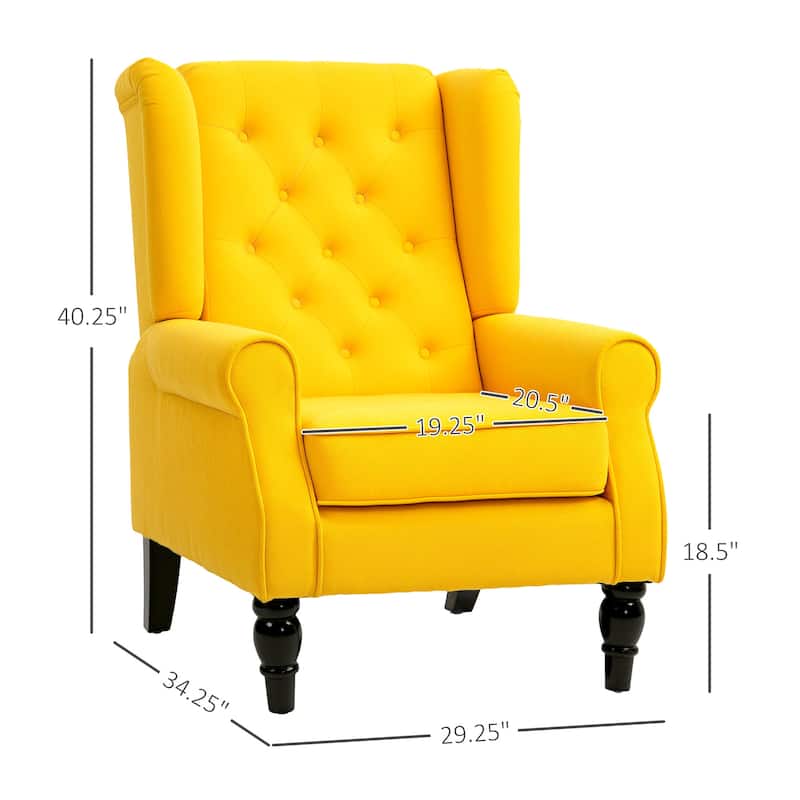 HOMCOM Copper Grove Guanta Tufted Wood Leg Accent Chair