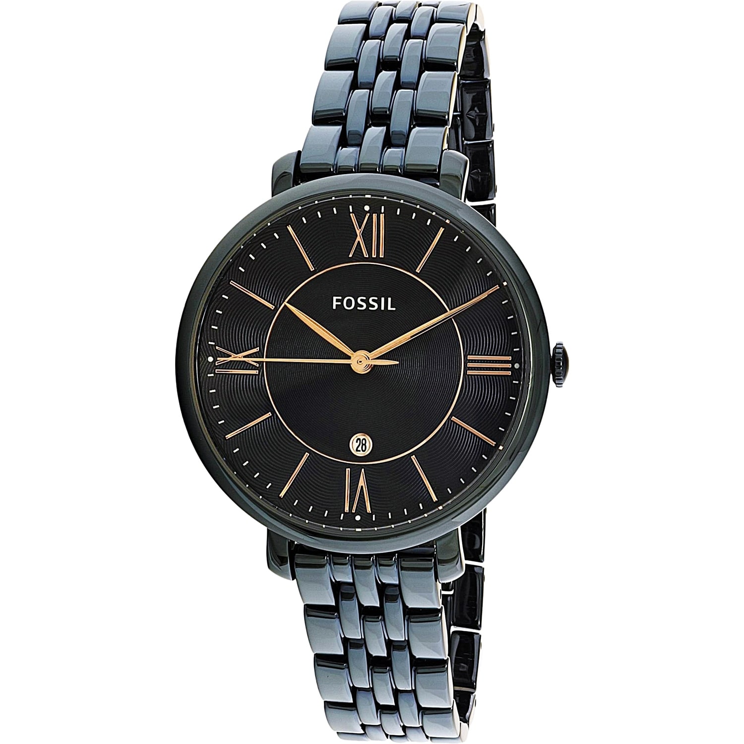 Shop Fossil Women S Jacqueline Black Stainless Steel Quartz Fashion Watch Overstock 18616929