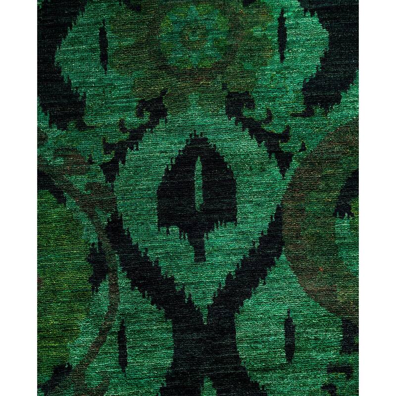Overdyed One-of-a-Kind Hand-Knotted Square Area Rug - Green - 9' 10" x 10' 3"
