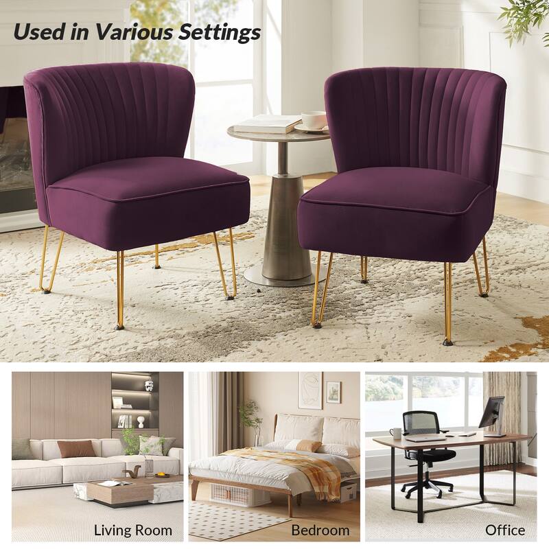 Barto Modern Velvet Tufted Side Chair with Golden Legs by HULALA HOME