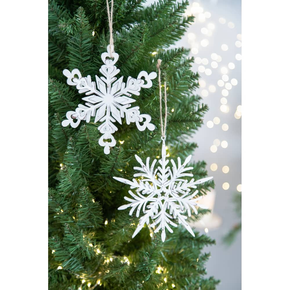 Set of 6 Iron Snowflake Hanger, Decorative Hanging Ball Christmas Tree Ornaments for Holiday Party Decorations