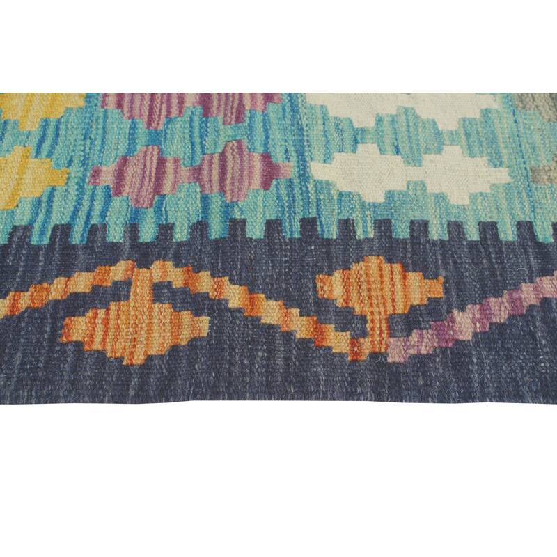 Flatweave Raquel Blue/Ivory Rug - 3'3" x 4'10"