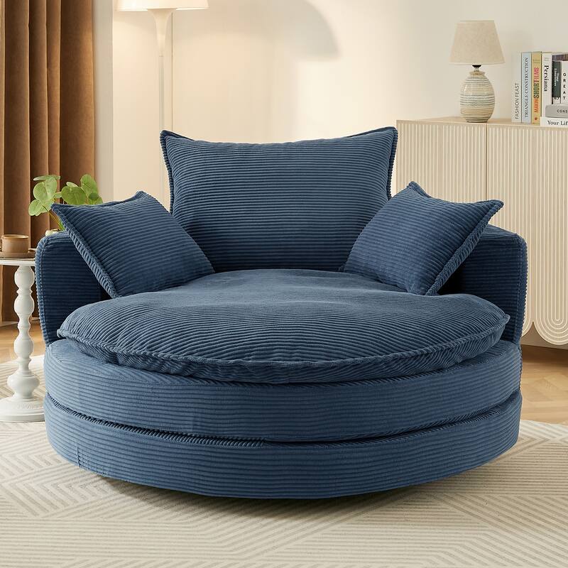 57.5" 360° Swivel Barrel Chair - Dual-Layer Cushion with 3 Removable Pillows for Living Room & Office