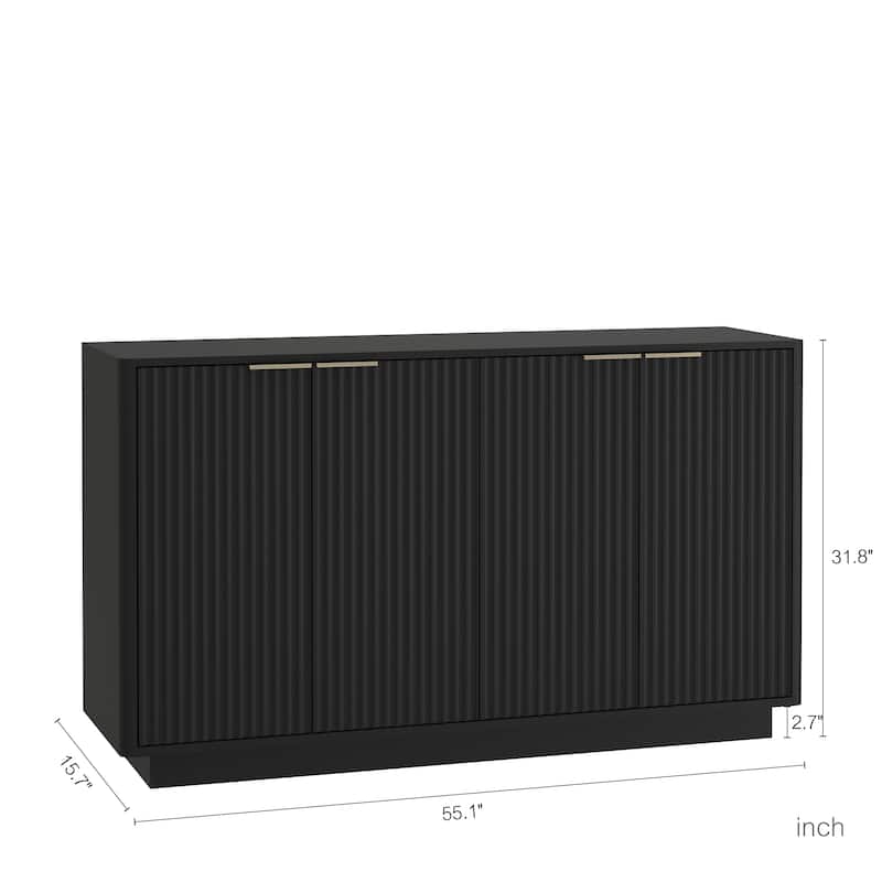 Fluted Sideboard Buffet Cabinet, Modern Credenza with Adjustable Shelves, Large Storage Accent Cabinet Console Table