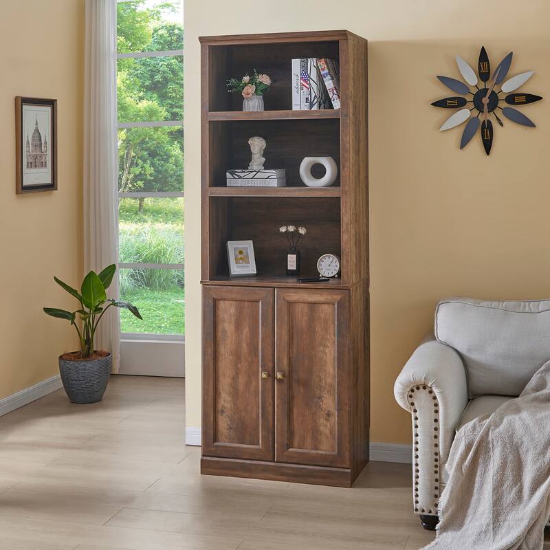 3 Open Shelves Bookcase Side Cabinet Storage Shelves,1 Doors Bookshelf with USB Port,Suitable for Home Office Storage