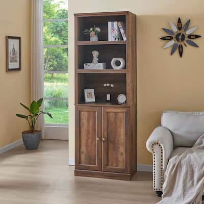 Tall Storage Cabinet File Cabinet Closet Organizer Cabinet with 3 Open Shelves and USB Charging Station