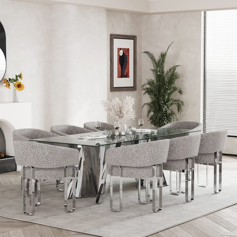 78 inch and 94 inch Glass Dinner Table Falcone Kitchen and Dining Table