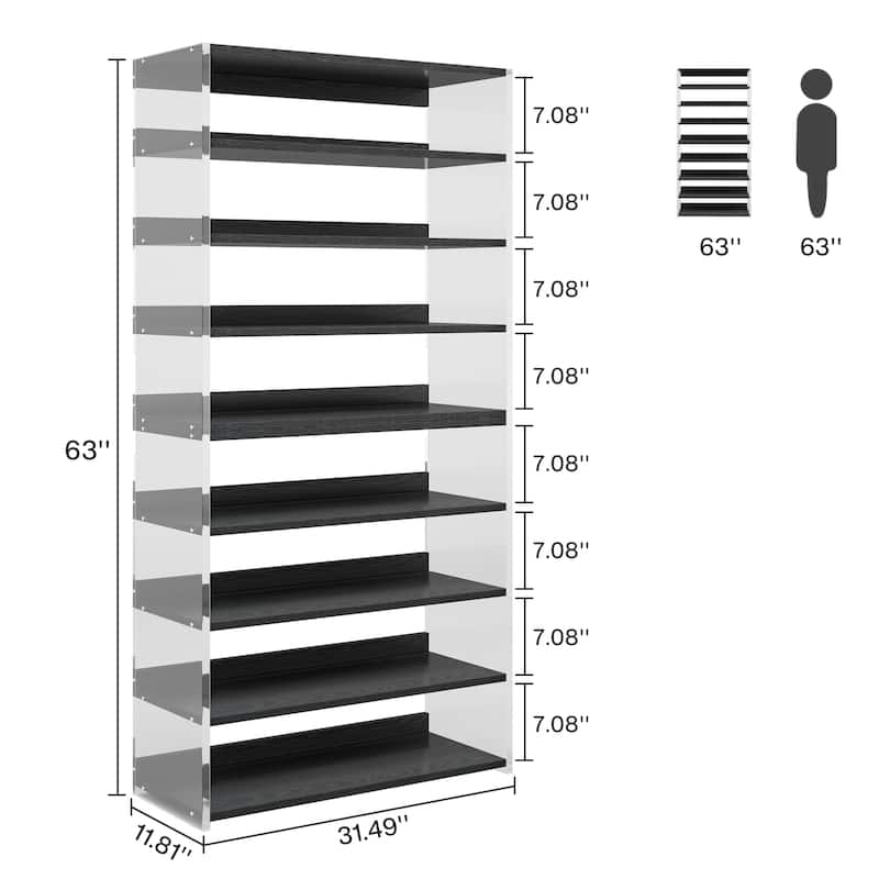 Bookshelf with Wood Shelves, Modern Bookcase, Display Storage Rack for Living Room, Bedroom, Home Office