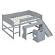 preview thumbnail 7 of 16, Full Size Low Study Loft Bed with Rolling Portable Desk and Chair,Multiple Functions Bed for Kids