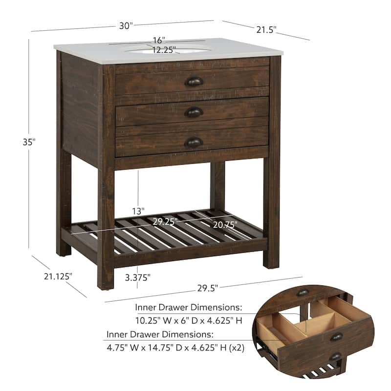Fiskin Rustic One Drawer Sink Vanity
